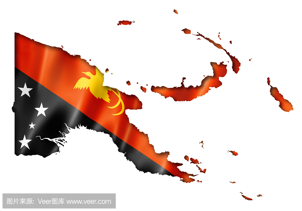 巴布亚新几内亚国旗地图