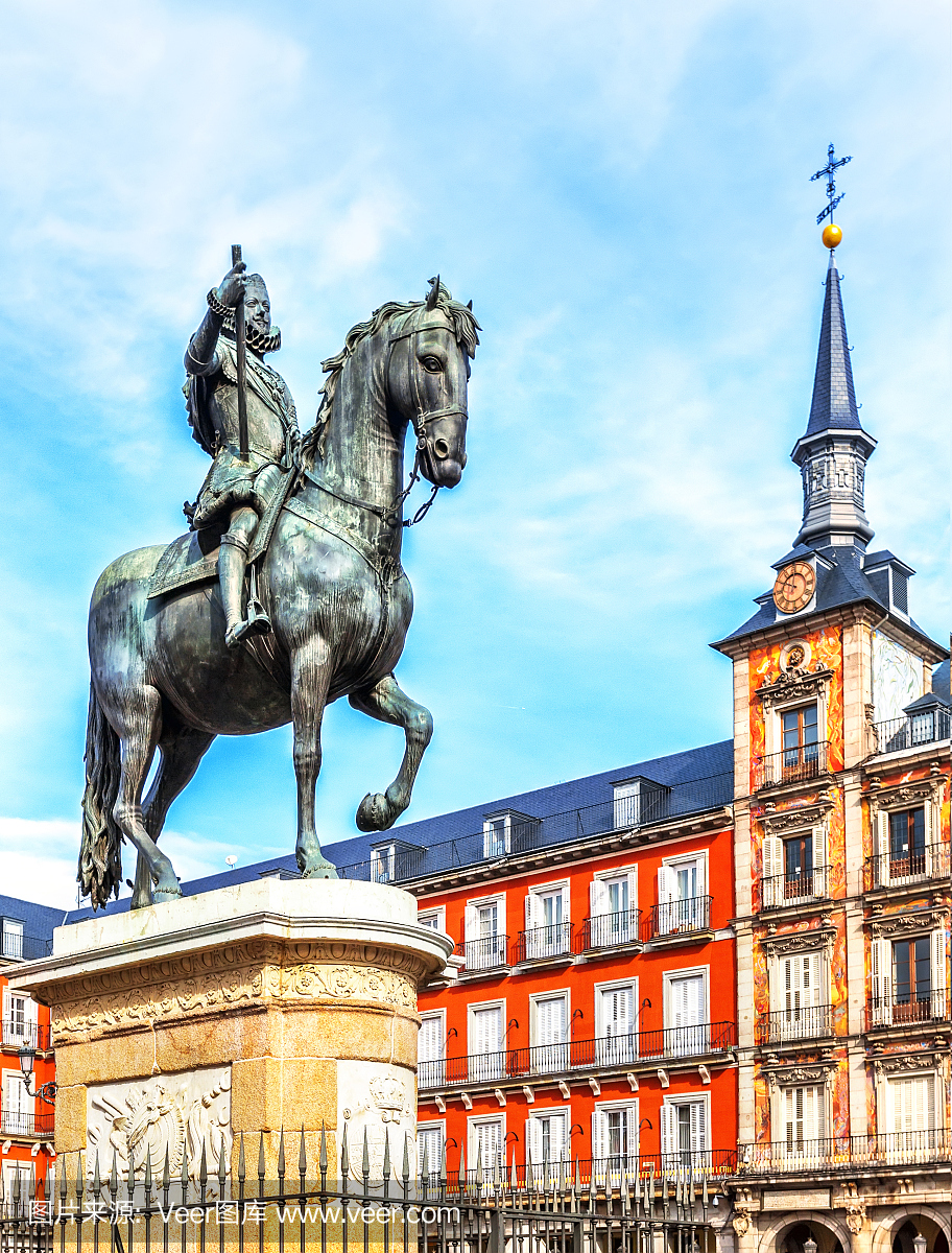 菲律宾国王三世雕像在马德里,西班牙。