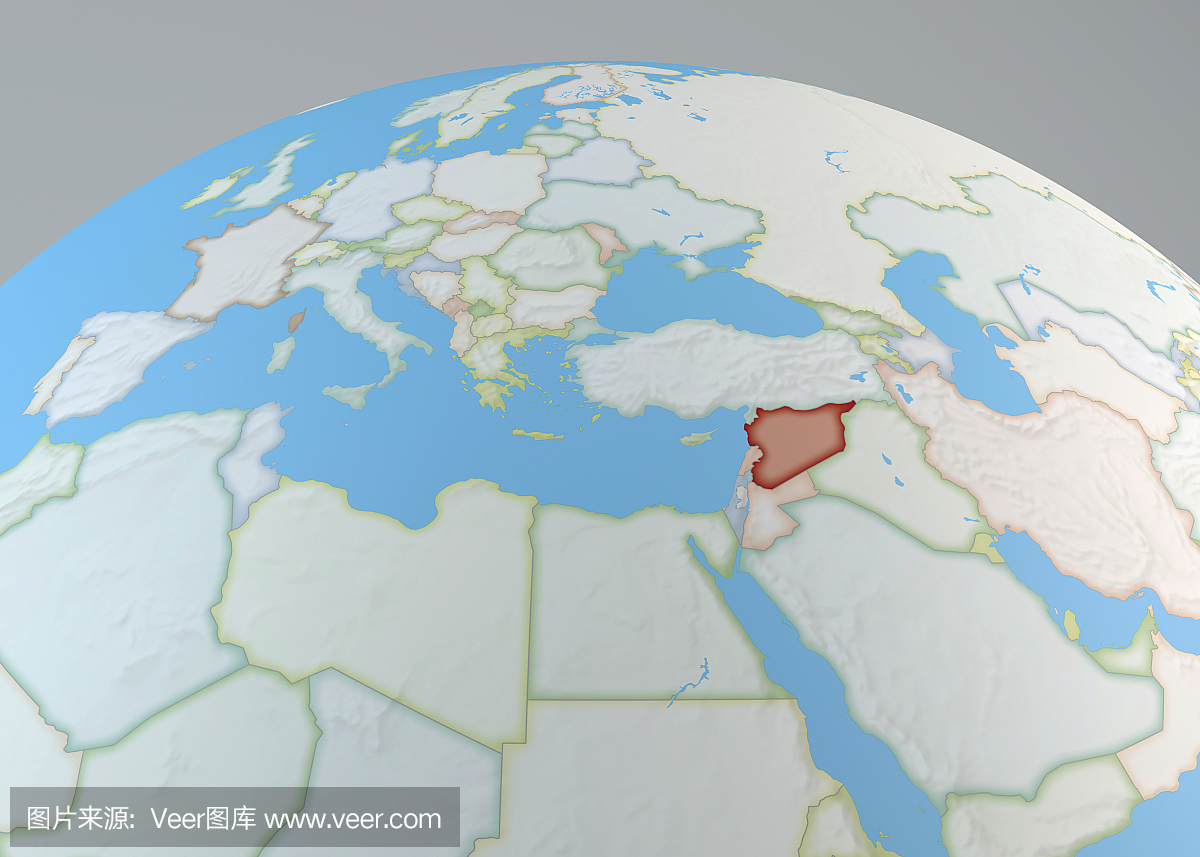 洲和中东的政治版图。与国家边界的政治地图