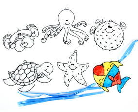 可爱海洋动物儿童画图片