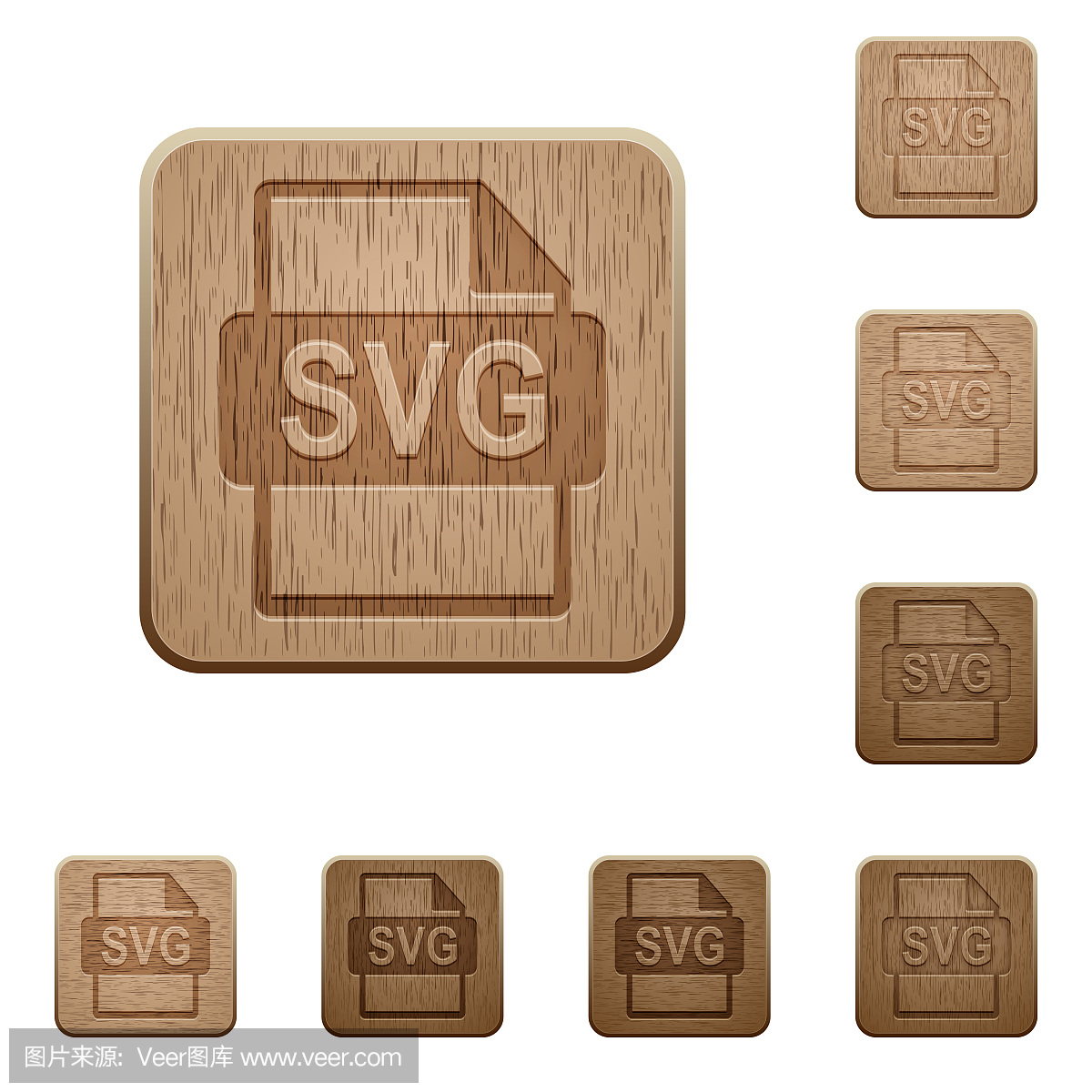 SVG文件格式木制按钮