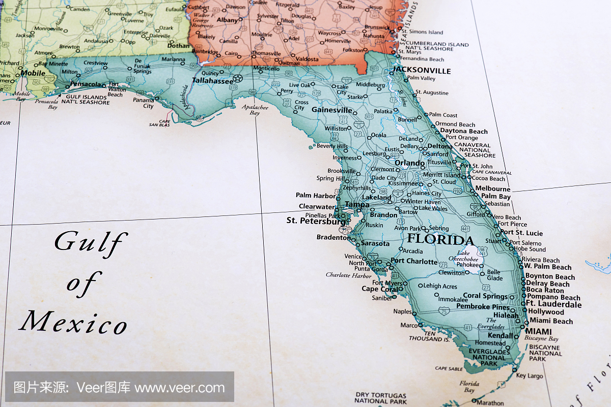 佛罗里达州在美国的地图
