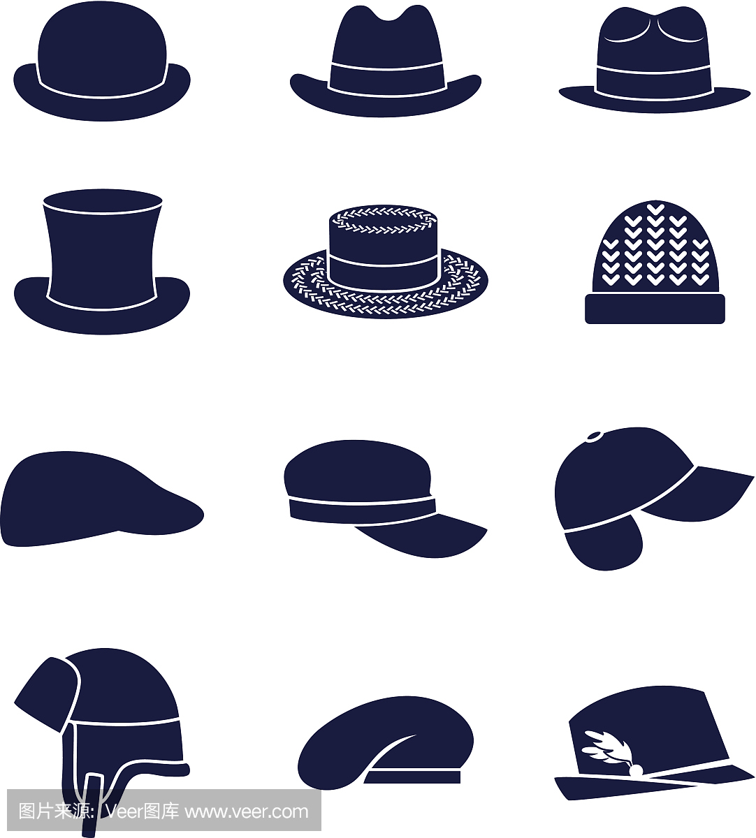 不同类型的男士帽子