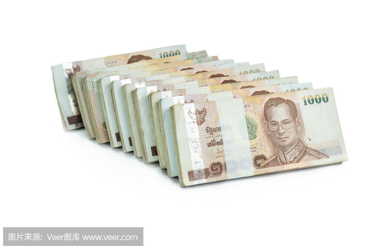 泰国钞票1000泰铢在白色背景下做生意