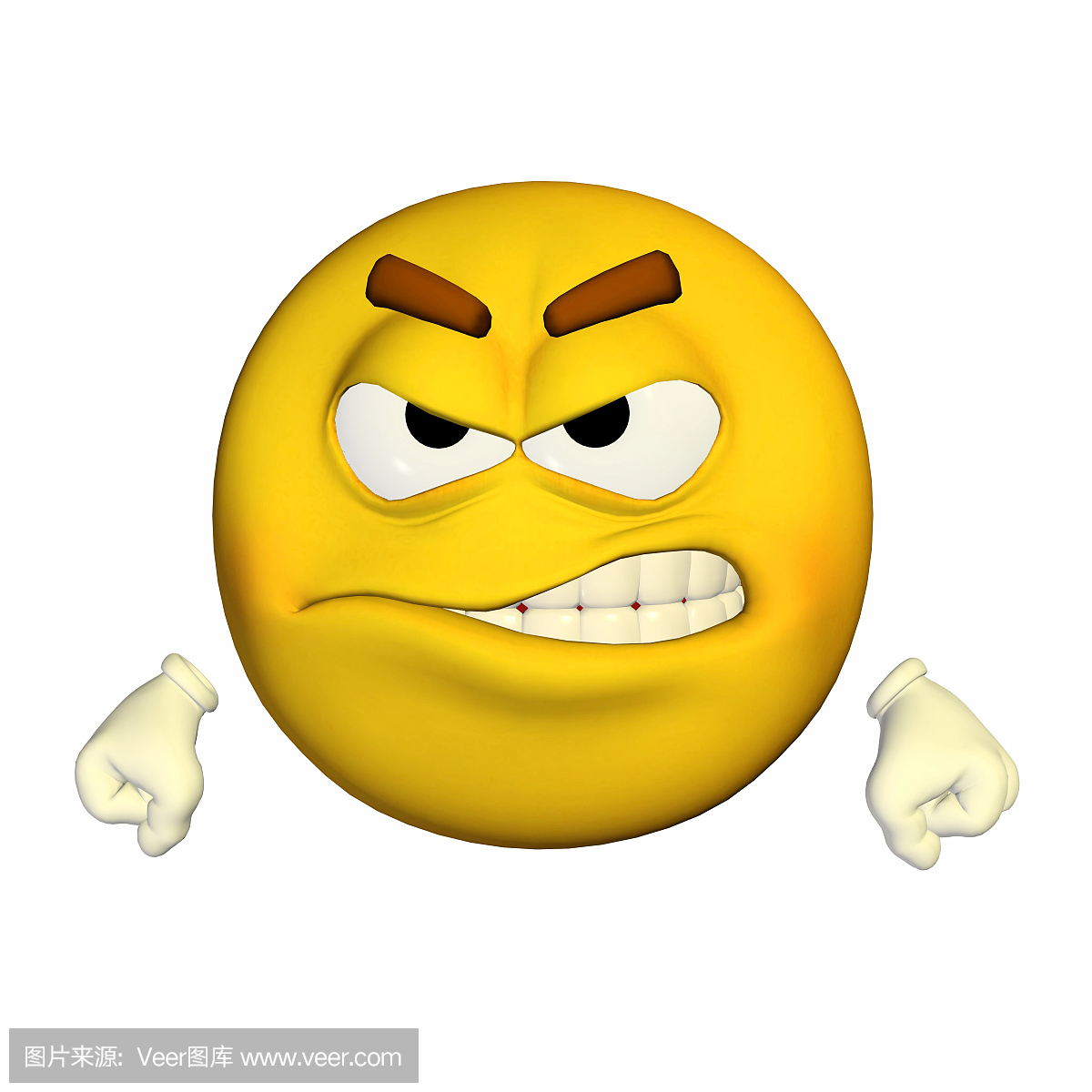 卡通emoji表情黄色图标生气愤怒 QQ面部表情 3DQQ表情3D模型-cg模型免费下载-CG99