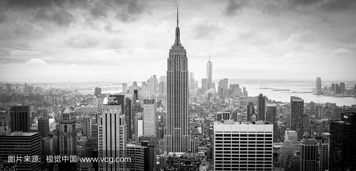帝国大厦,纽约帝国大厦,黑白图片,全景