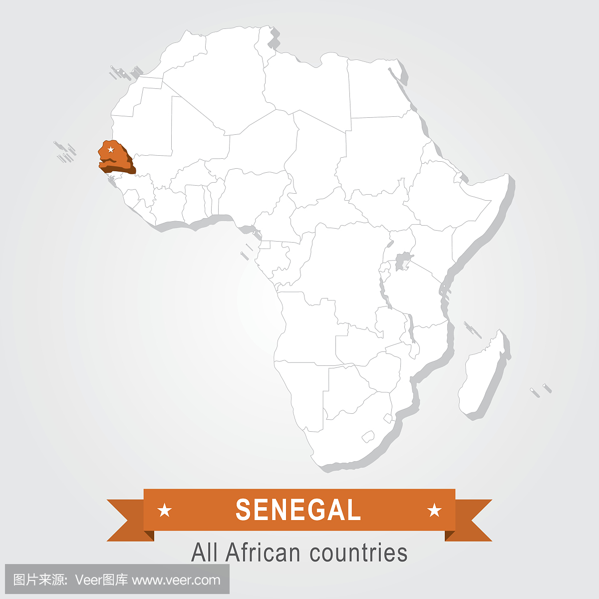 塞内加尔。非洲所有国家。