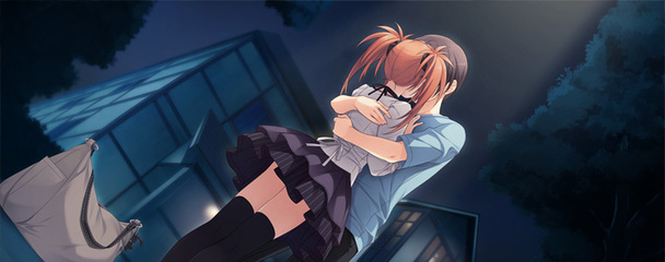 月夜下浪漫的动漫情侣拥抱和接吻桌面壁纸-桌-84kb