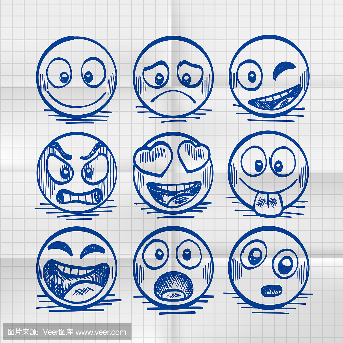 Sketchofhanddrawnsetofcartoonemoji.小人打电话表情包可爱图片