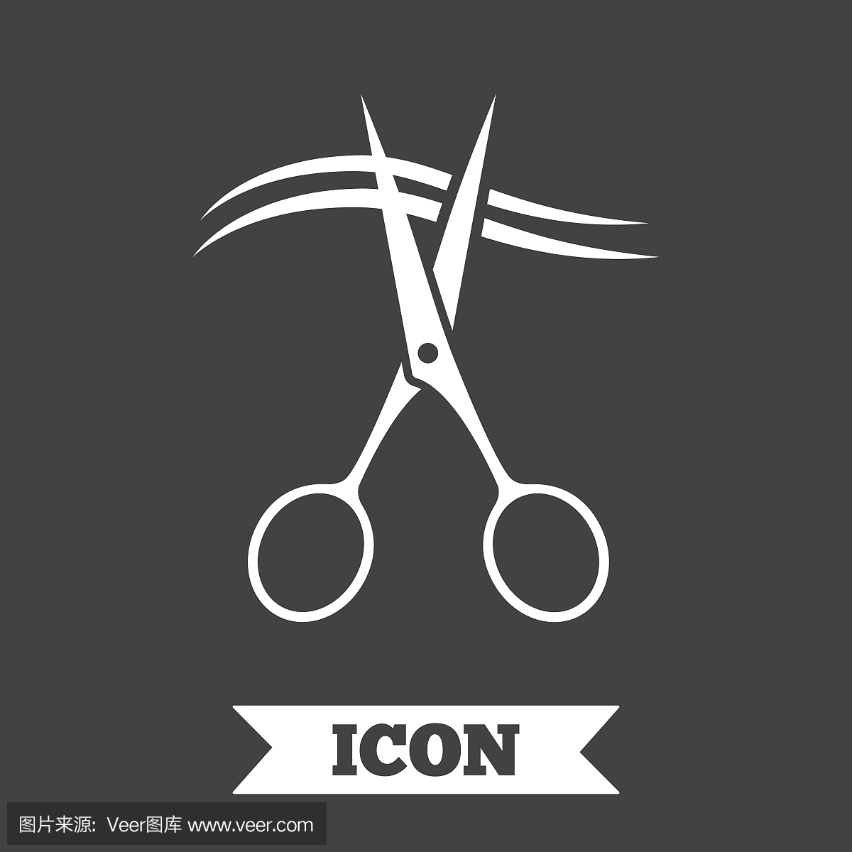 剪刀剪头发图标.理发师符号.