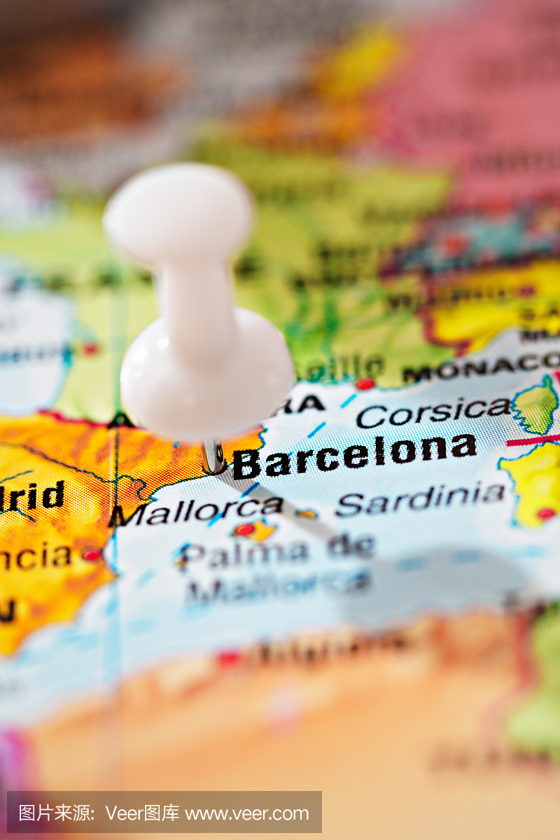 巴塞罗那在西班牙地图上精确定位