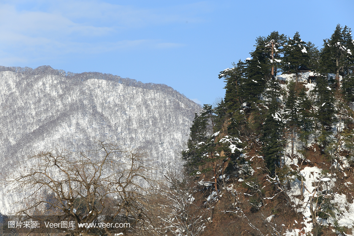 冬天美丽的山,高山;日本