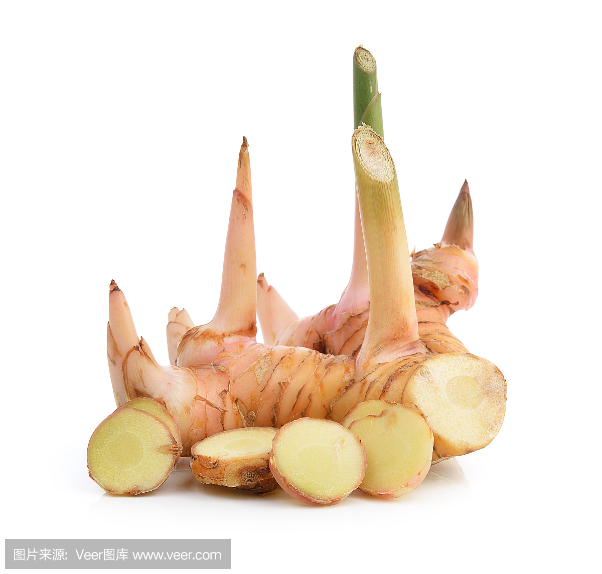 高良姜在白色背景上
