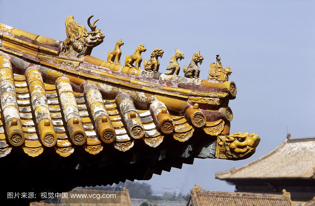 中国北京故宫的细节建于1406 - 1420年。