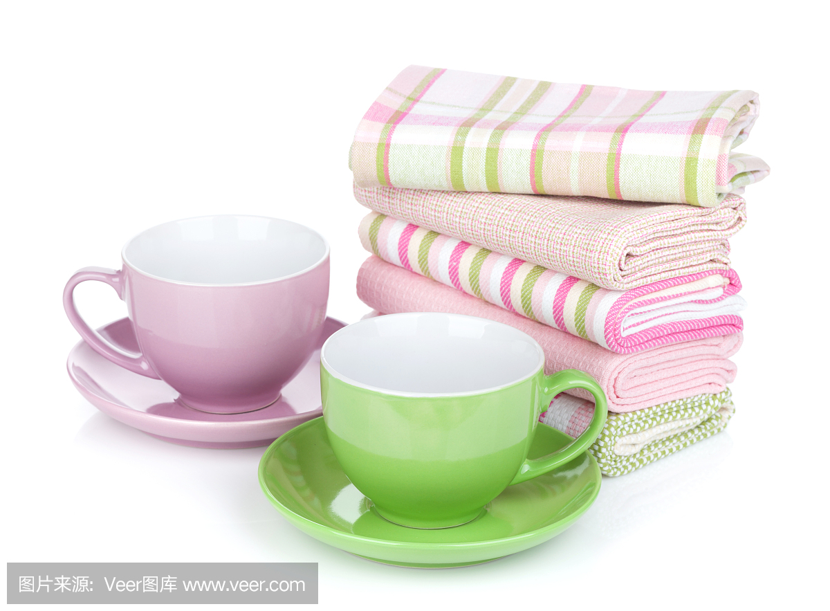 咖啡杯和厨房毛巾