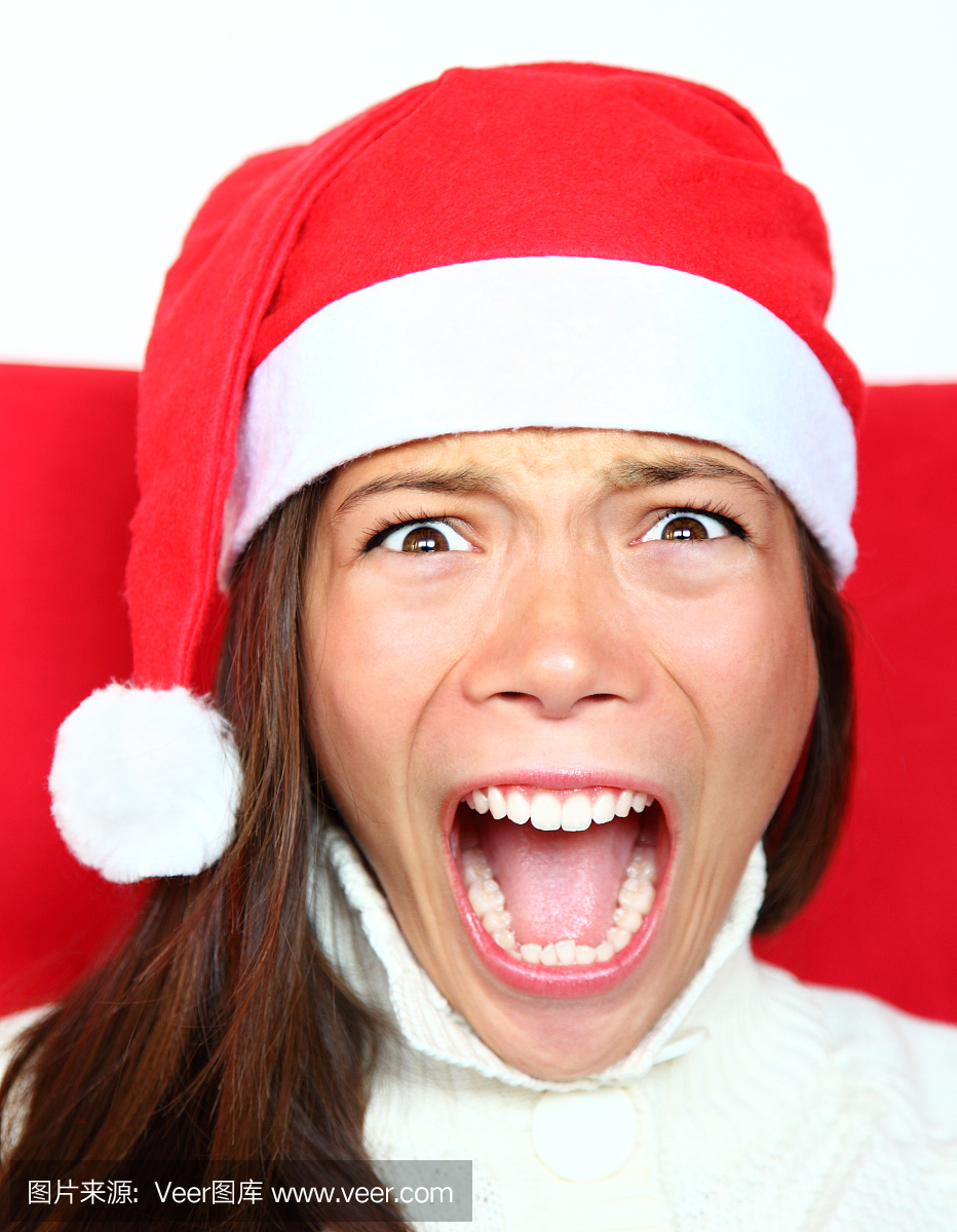 尖叫的圣诞节女人与压力