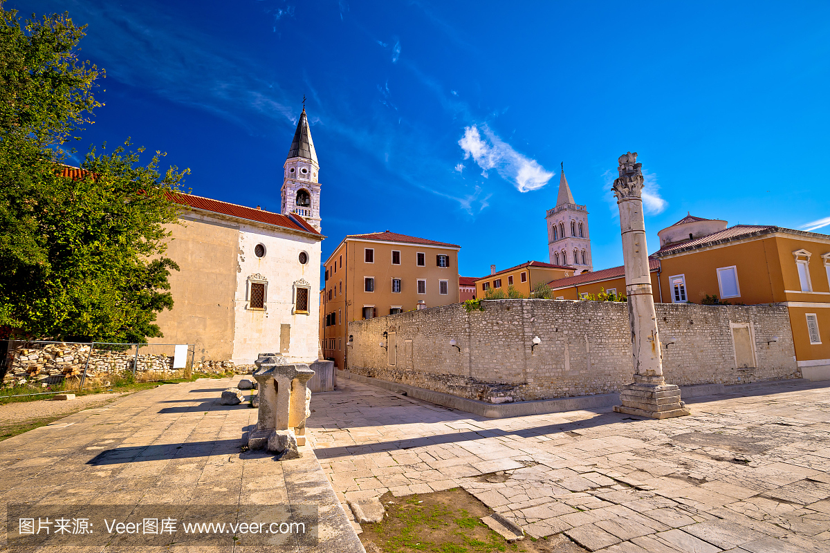 扎达尔景观,达尔马提亚,克罗地亚的古老地标