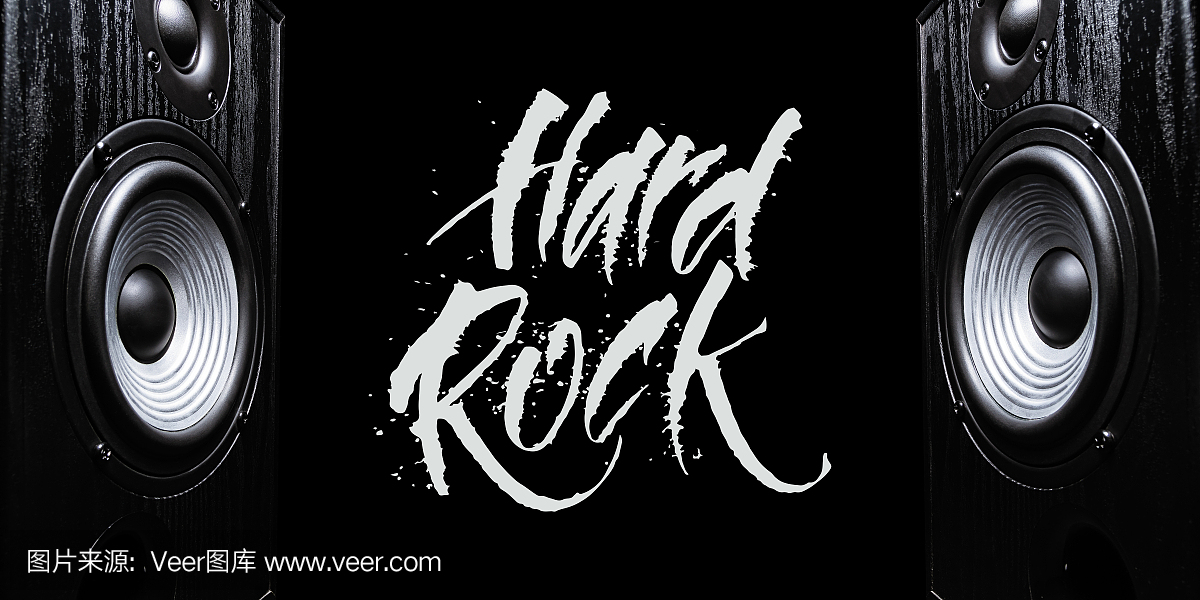 两个带HARD ROCK的声音扬声器