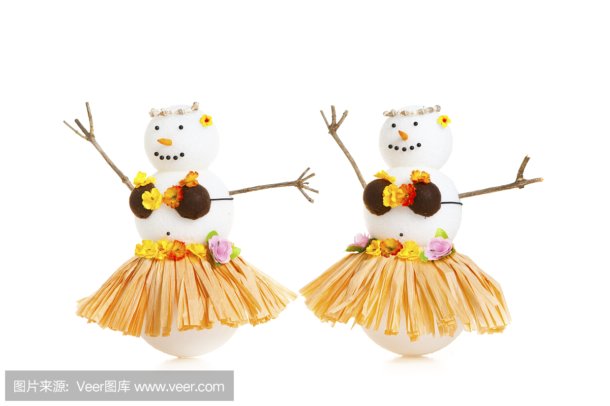 冬季假期雪人在热带夏威夷呼啦舞舞蹈服装
