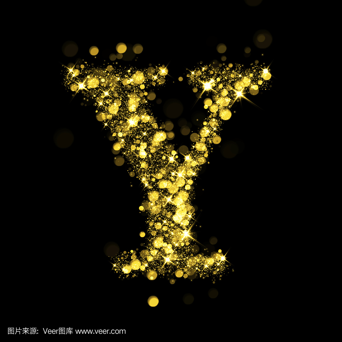闪闪发光的星星散景的闪烁的字母Y