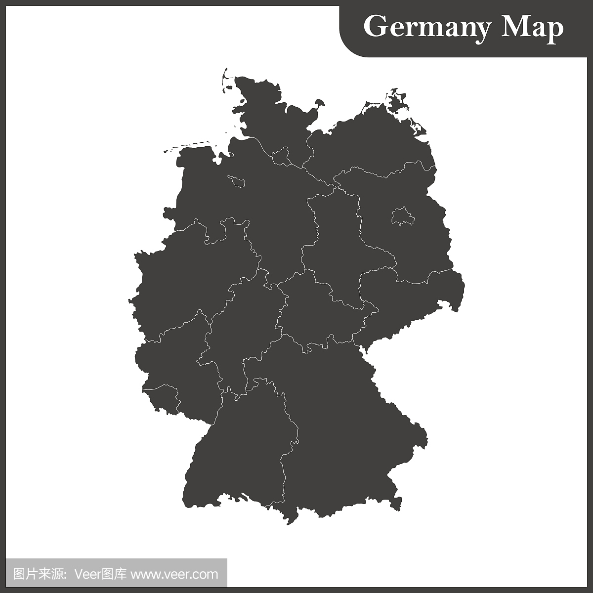 德国与地区的详细地图