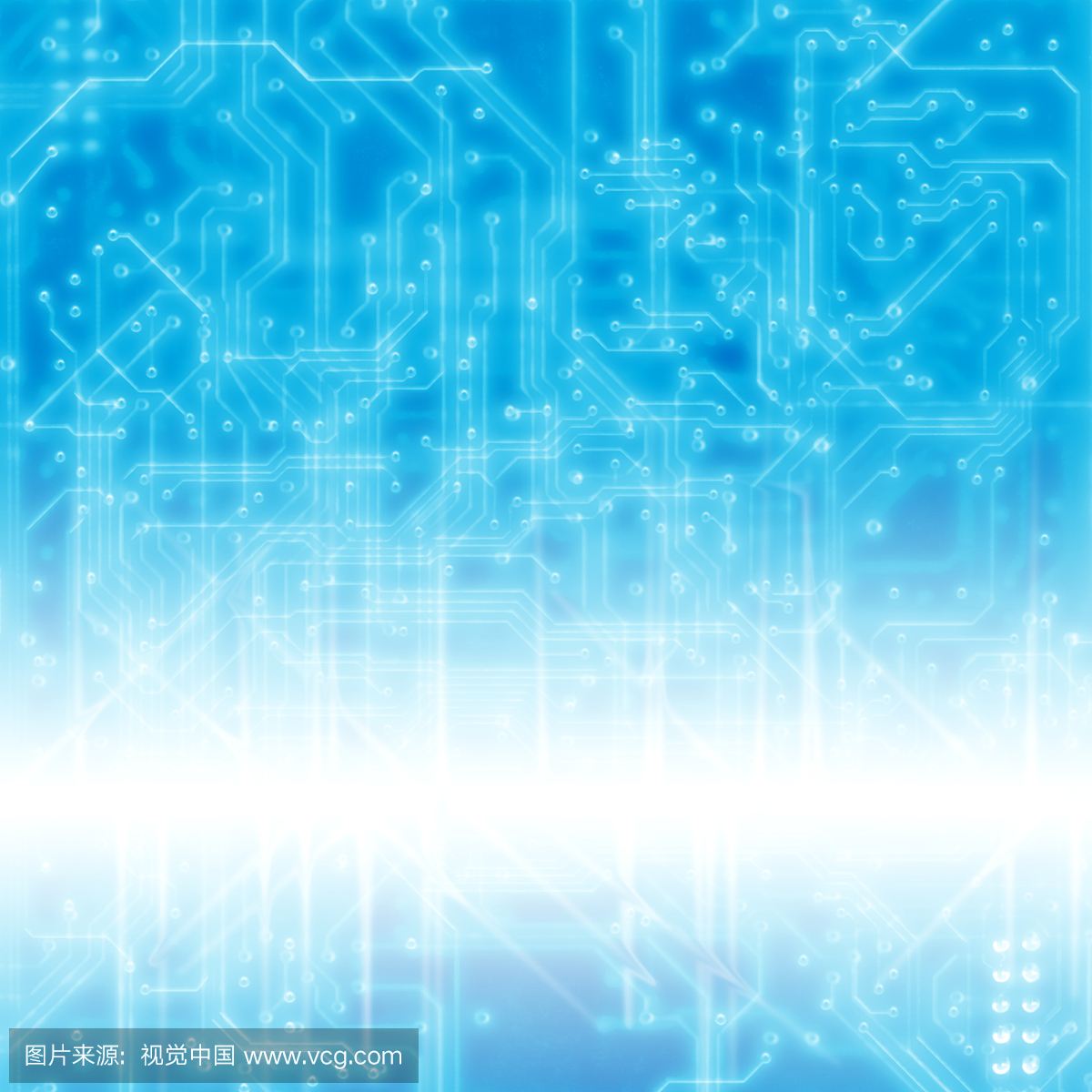 白光的波浪发光电路板(数字生成)