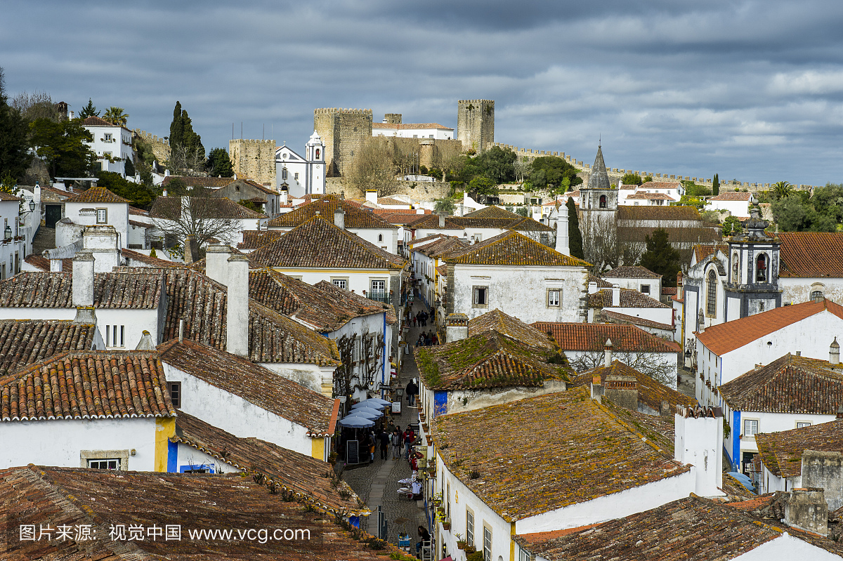 葡萄牙,Obidos,有城堡的小镇