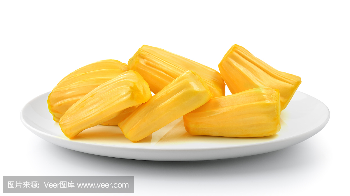 jackfruit in plate isolated on a white background
