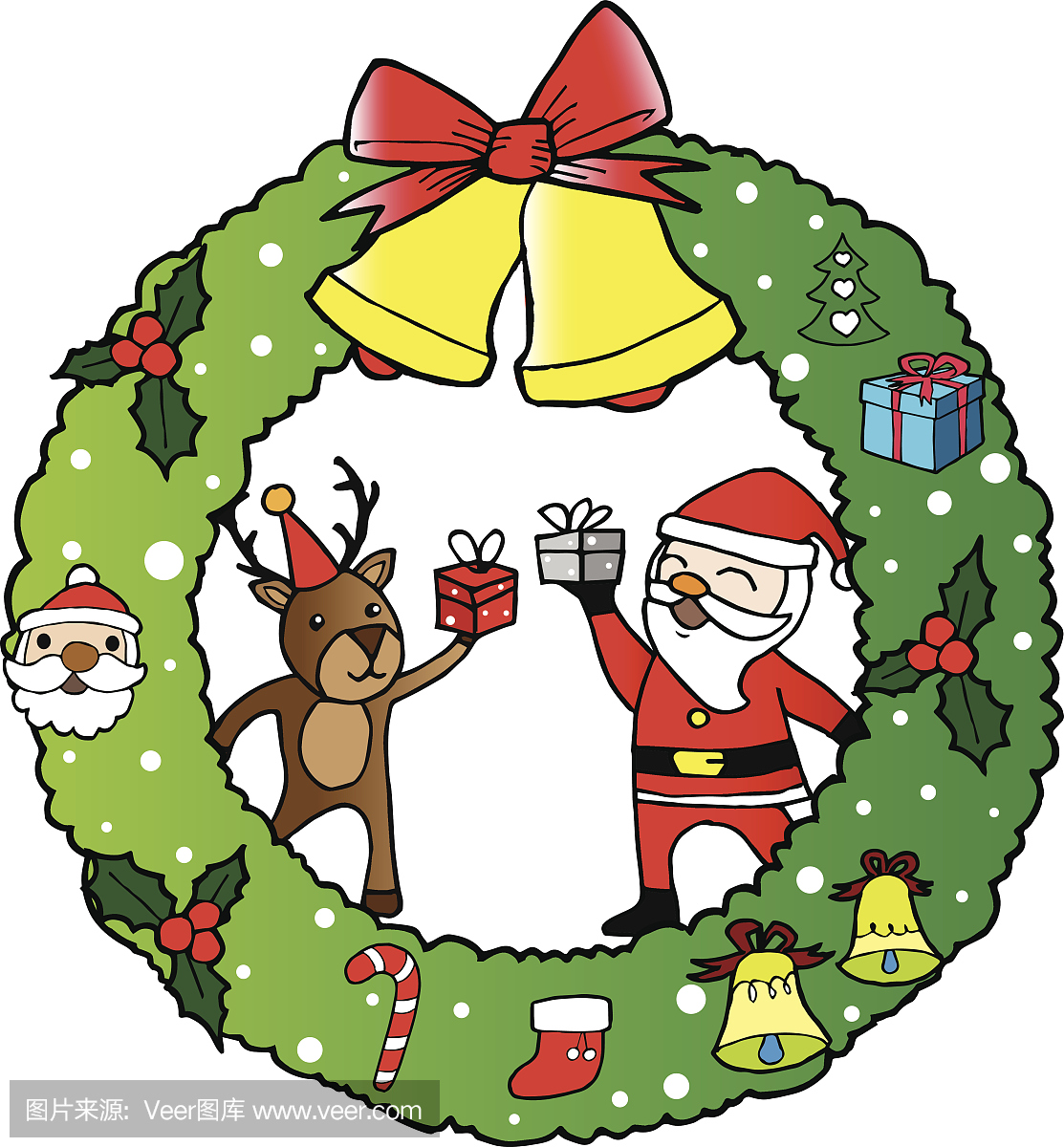 贺卡,新的,圣诞节,绘画插图