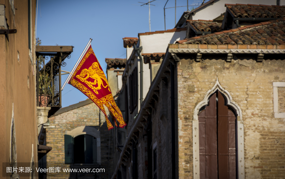 威尼斯共和国国旗。金狮圣马克