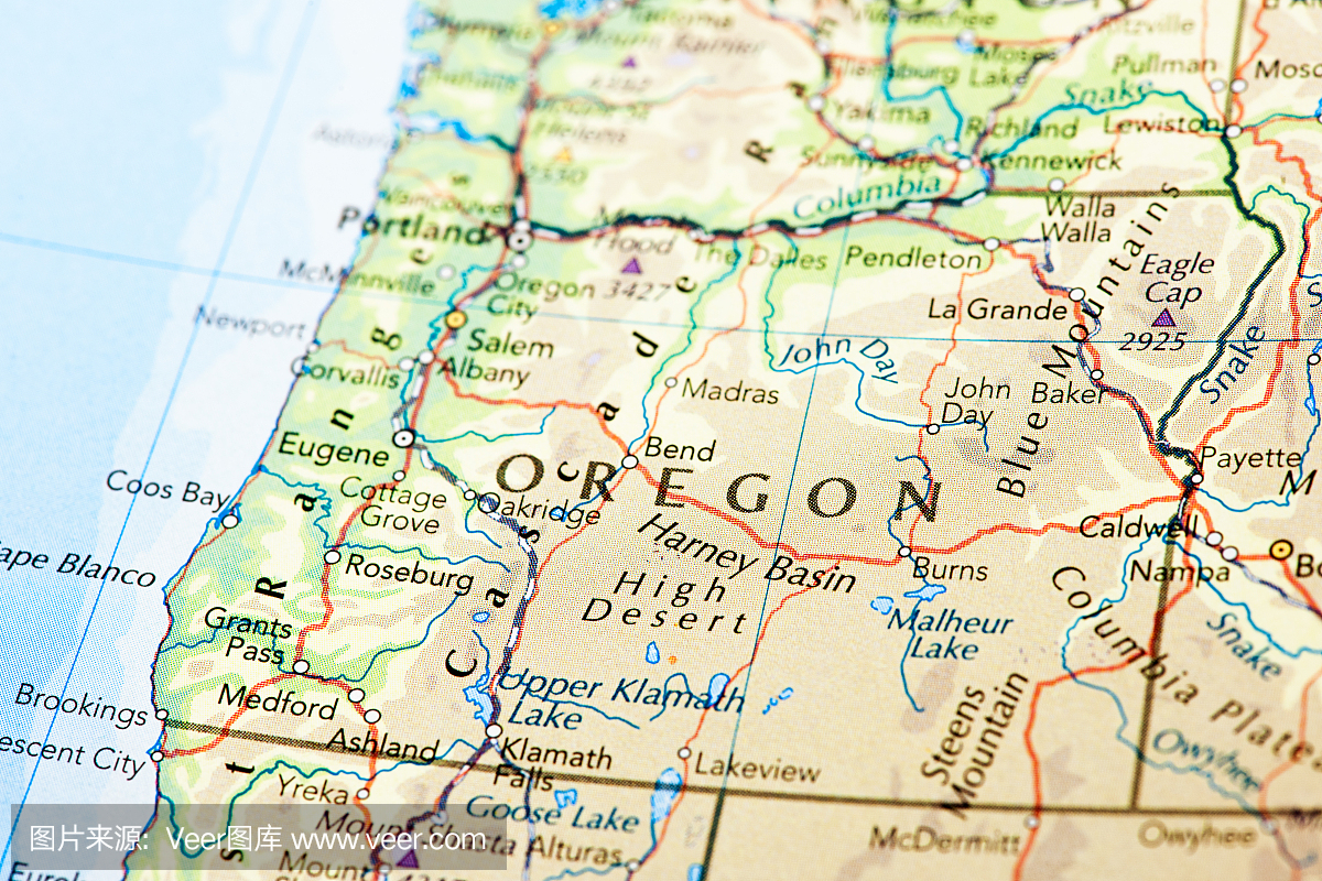 俄勒冈州地图