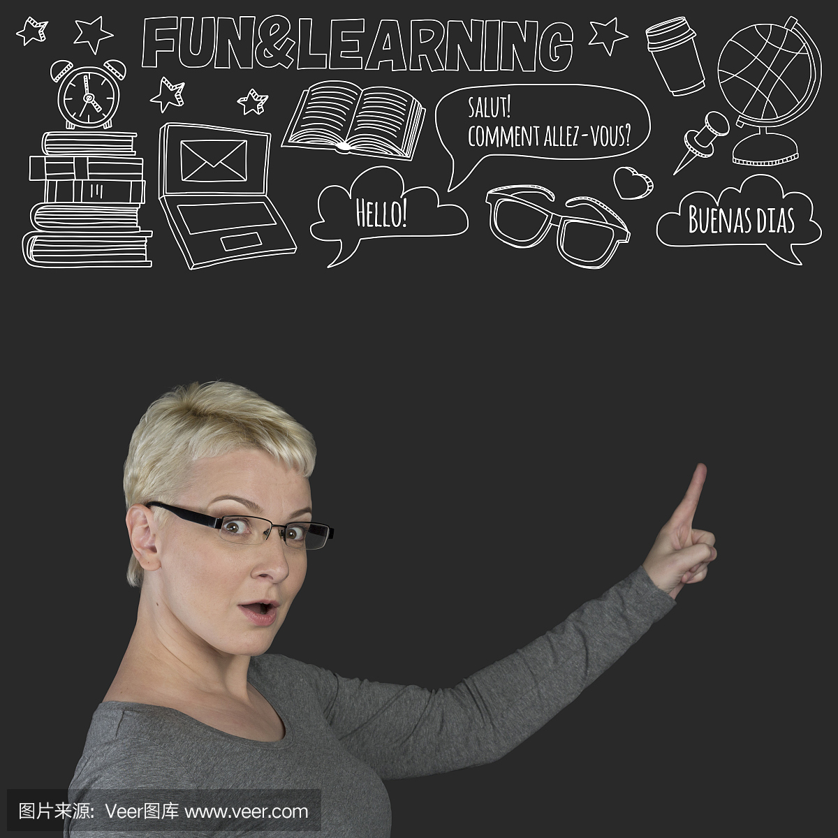 语言课程概念你好,你好,早安