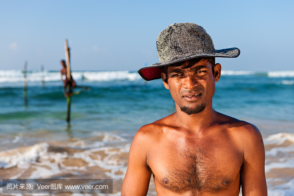 高跷渔民在工作,斯里兰卡,亚洲