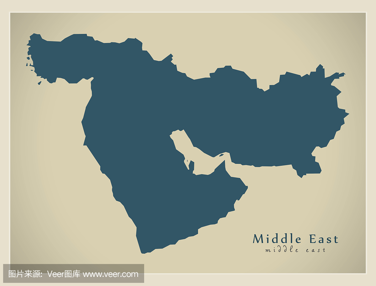 现代地图 - 中东世界地区插图