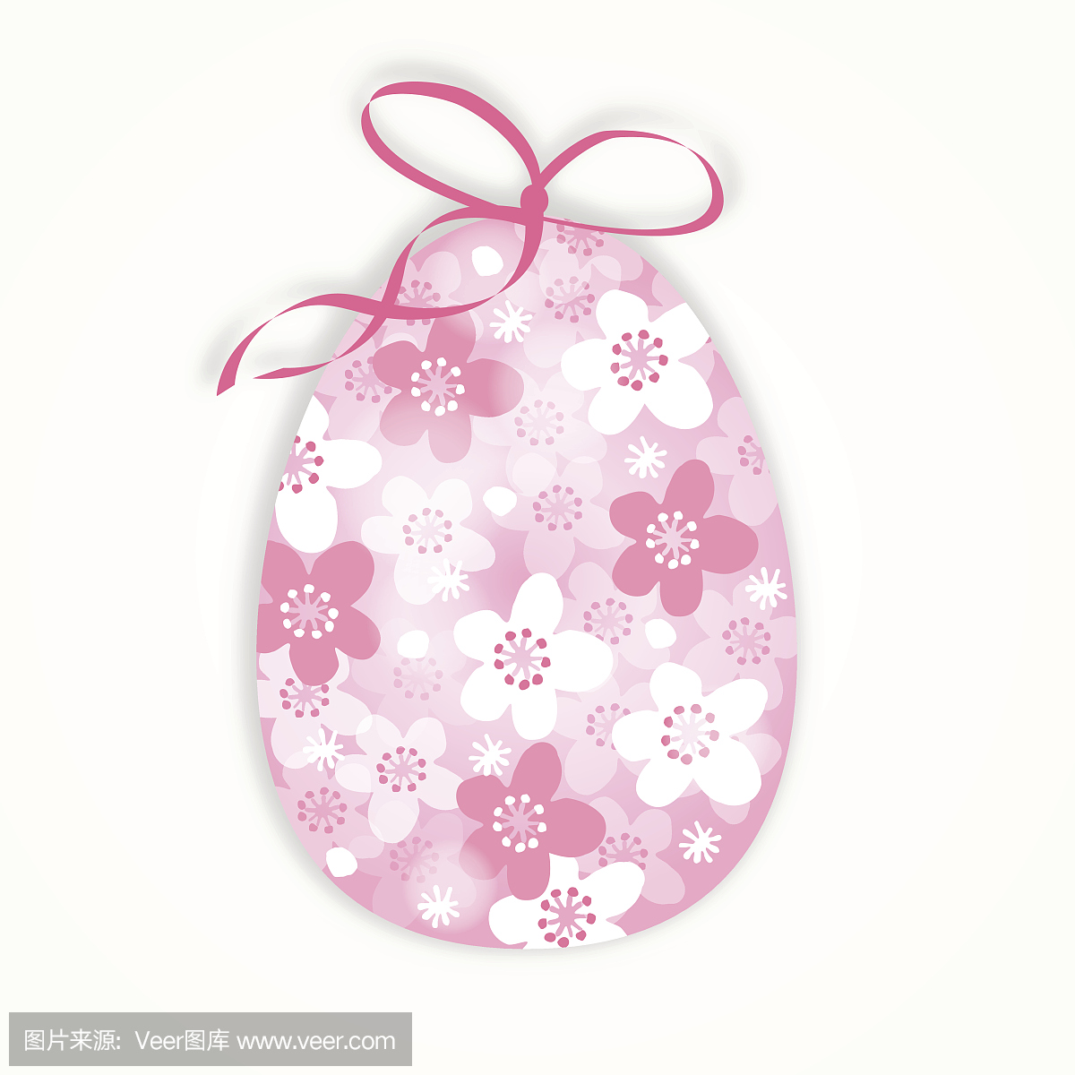 可爱的复活节卡与花蛋与日本樱花