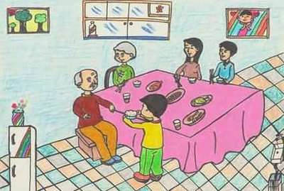 幼儿画关心他人