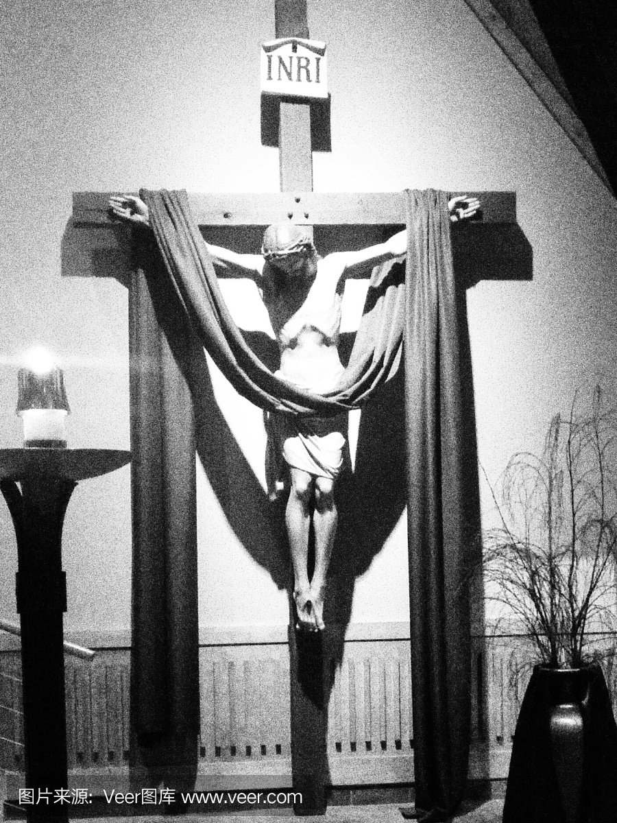 黑白照片耶稣十字架十字架耶稣受难节