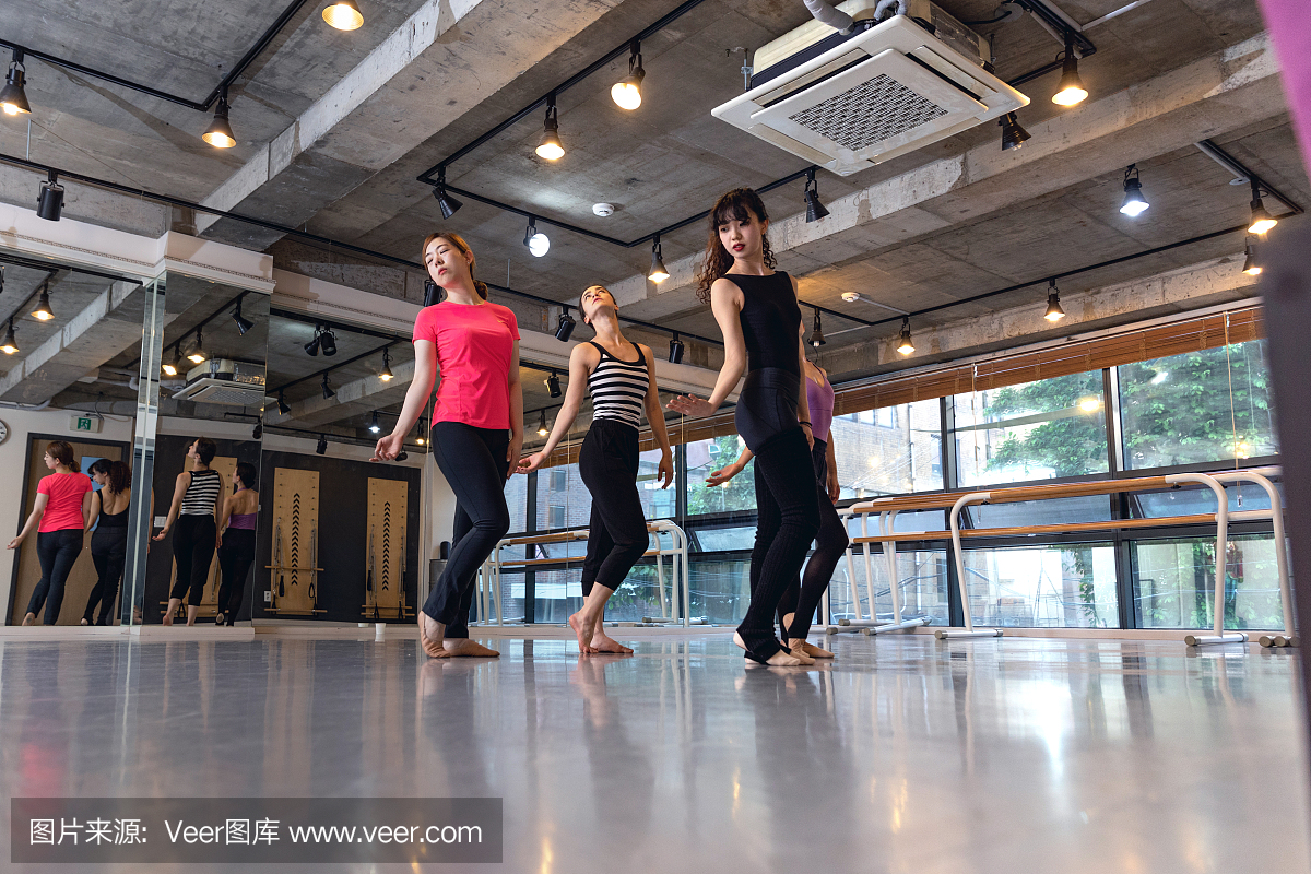 学习如何跳舞在课堂上的韩国妇女组