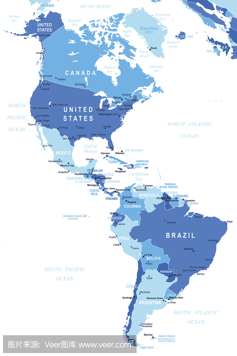 北美和南美洲 - 地图 - 插图