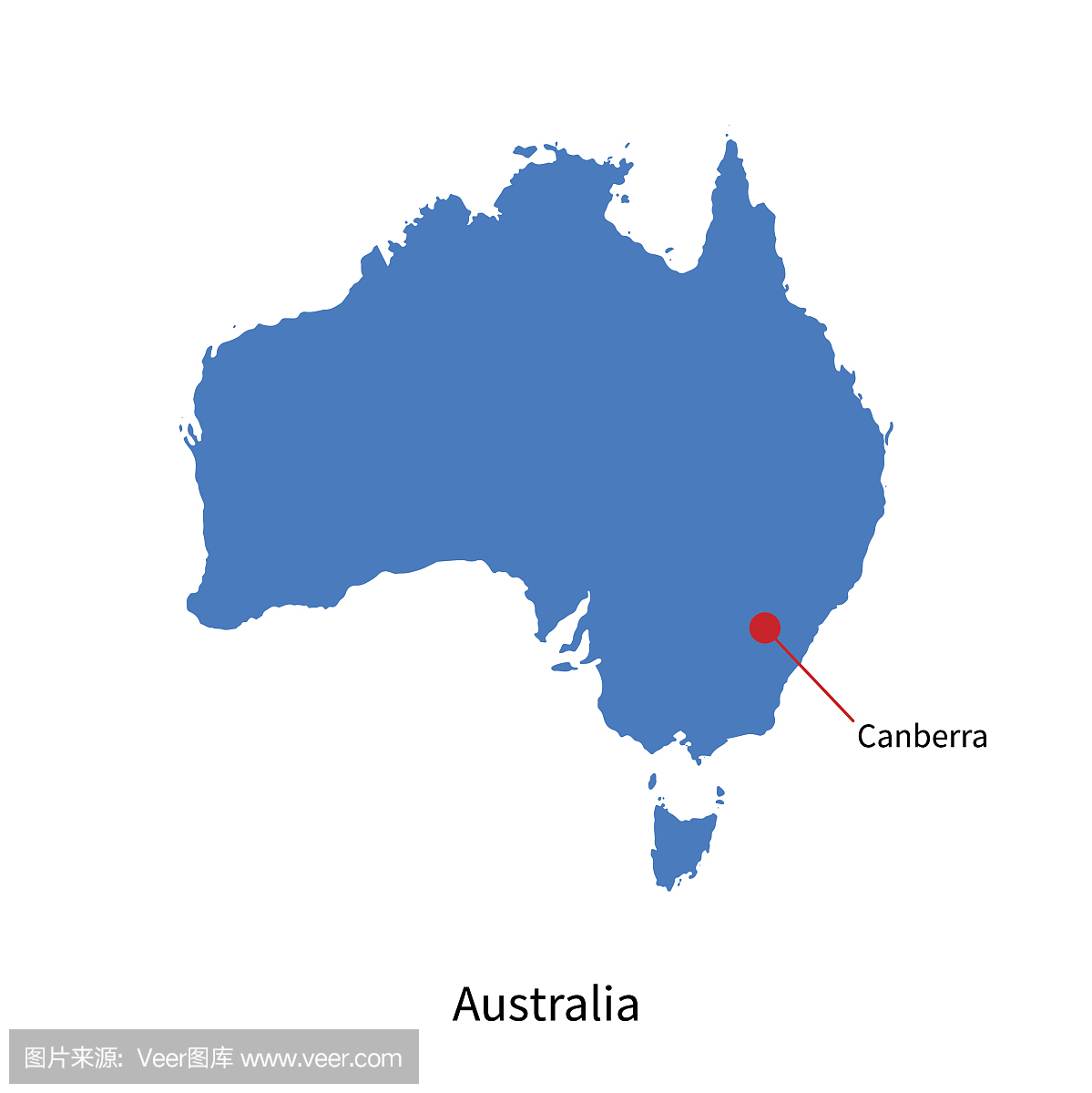 澳大利亚和首都堪培拉的详细矢量地图