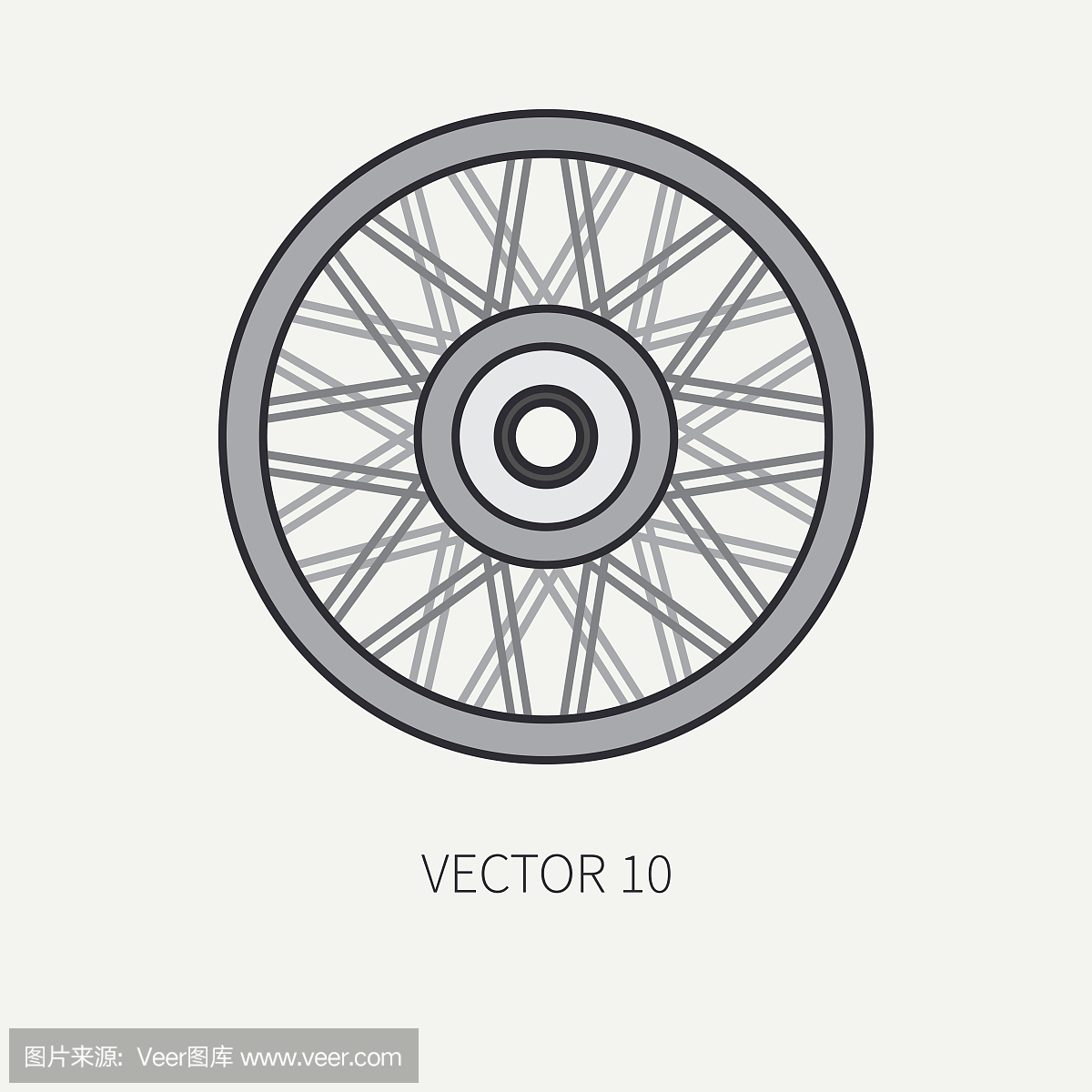 线平颜色矢量摩托车图标经典的自行车车轮。传