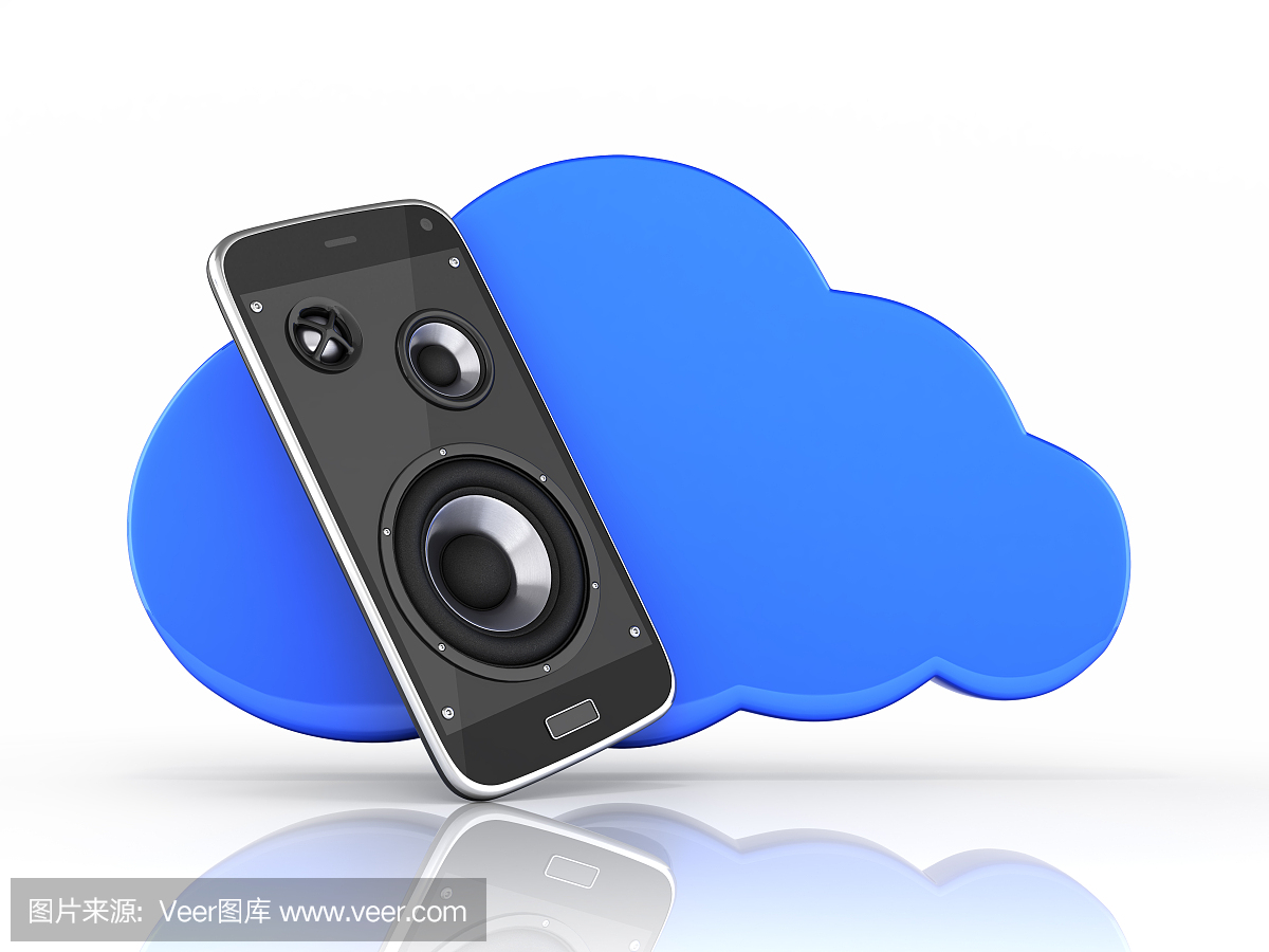 云存储的概念云存储应用程序在白色背景上的智