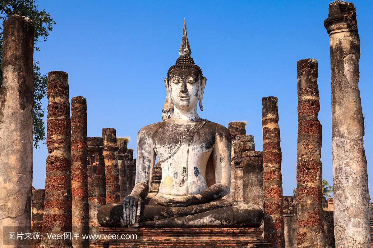 古代佛像。泰国Sukhothai历史公园
