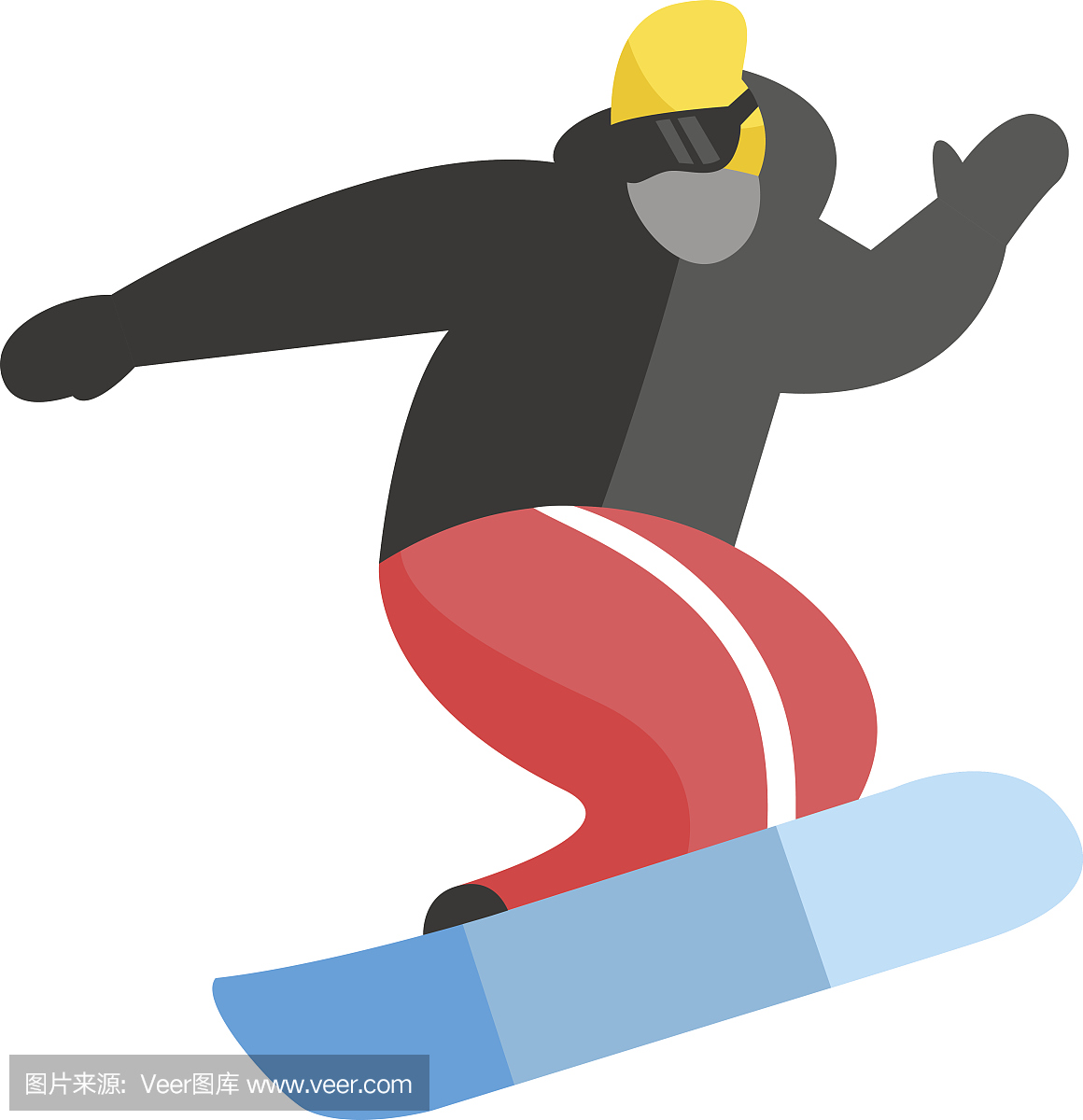 滑雪板跳跃姿势在冬天户外背景