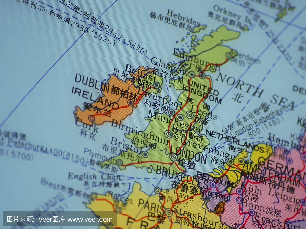 爱尔兰和英国地图细节