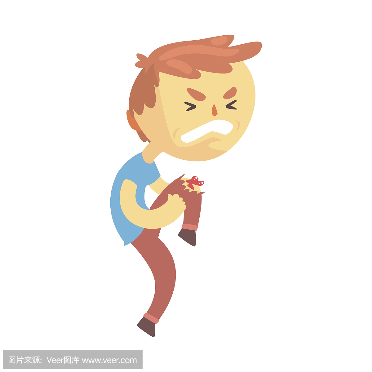 Boy character with wound on his knee cartoon v