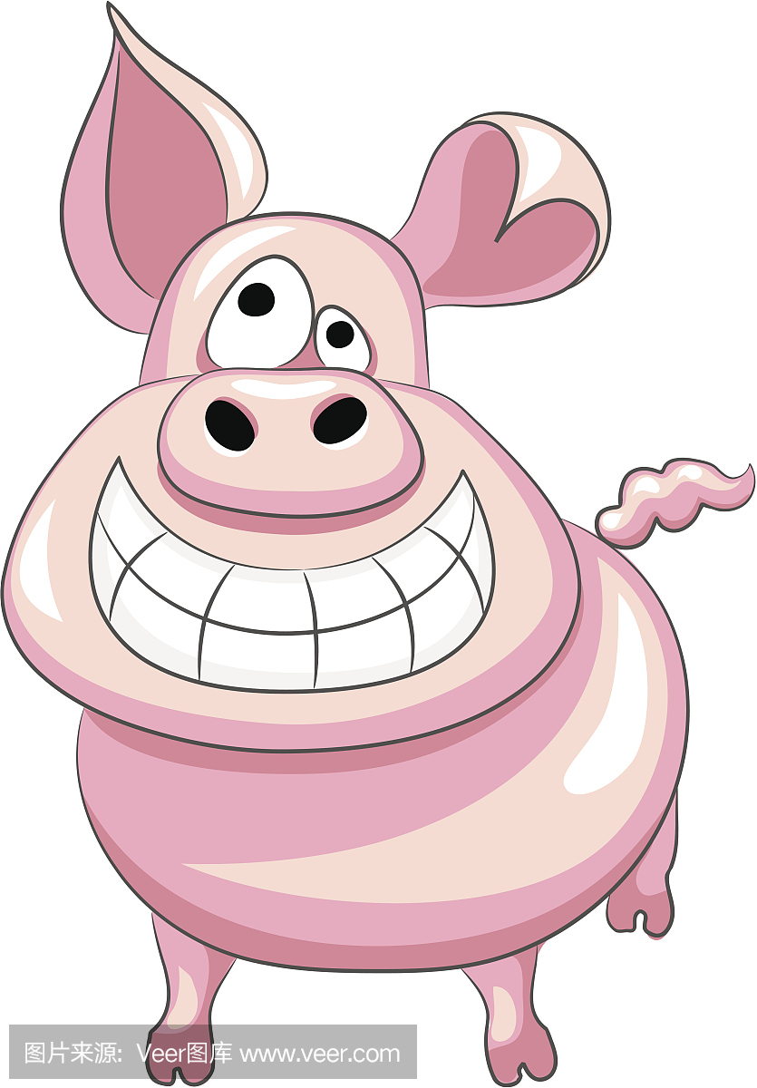 矢量搞笑卡通快乐的猪