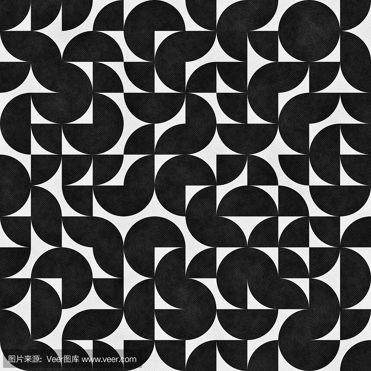 无缝模式与混沌半圆。抽象不规则复古背景。