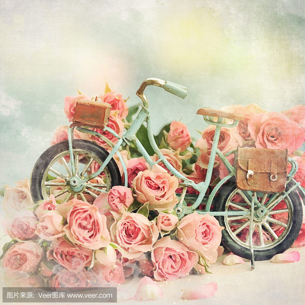 带玫瑰的自行车玩具礼物给妈妈