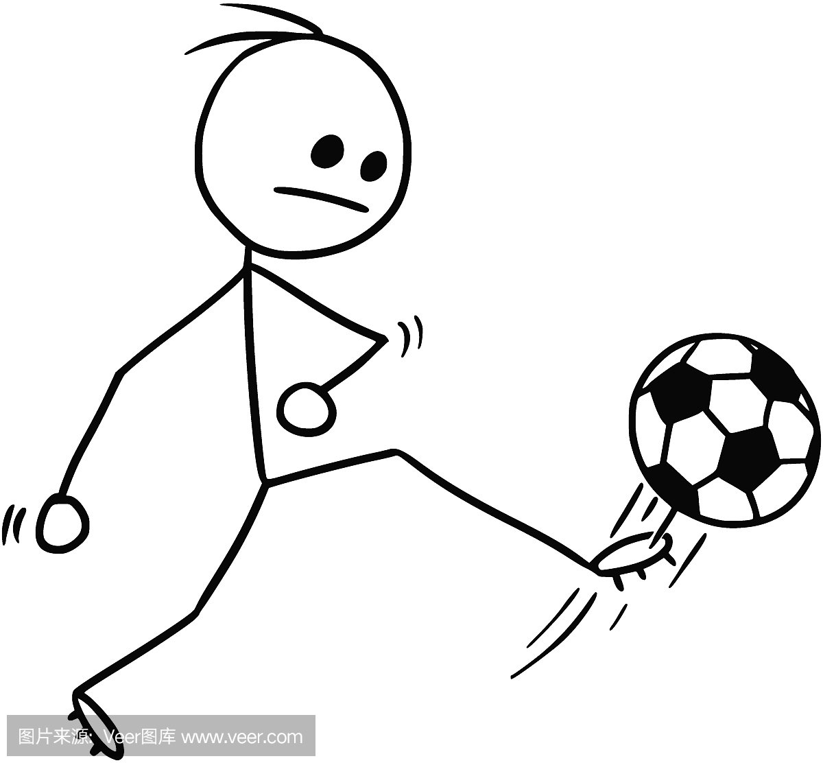矢量棒球卡通的足球运动员踢球